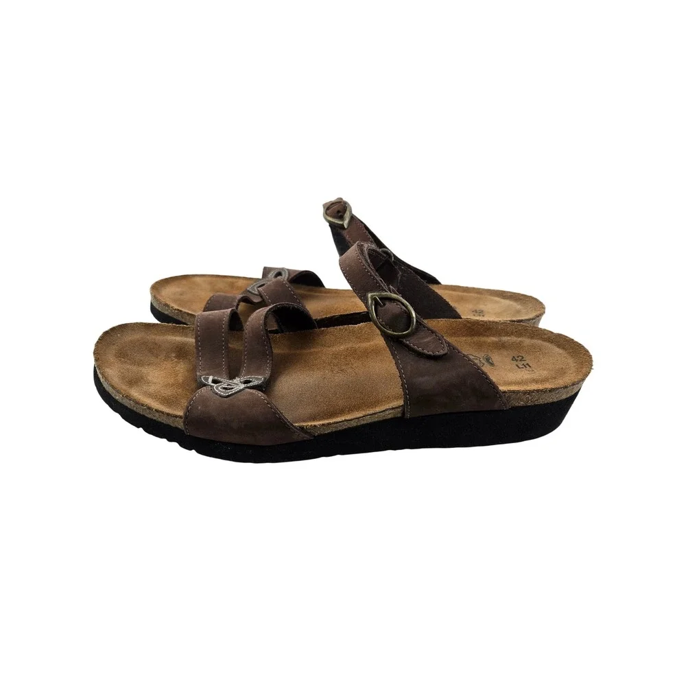 Naot Brown Leather Celtic Knot Wedge Sandals Womens 42 US 11-11.5 Made in Israel